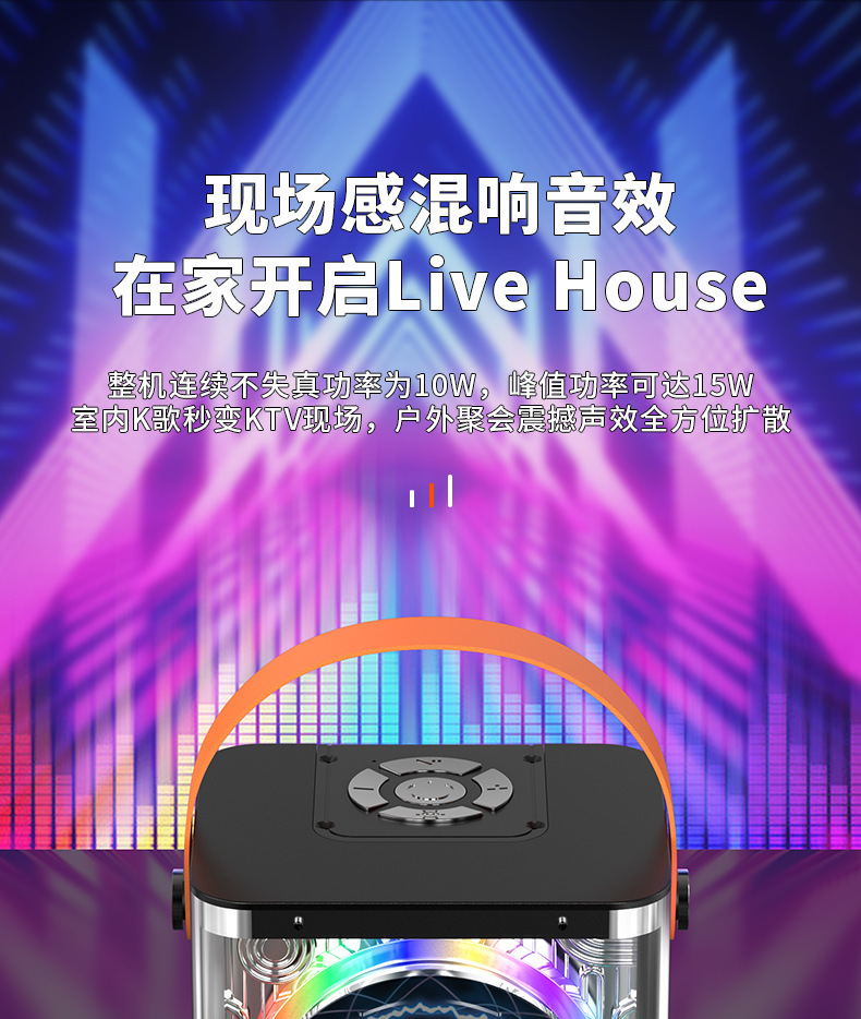 家用灯光蓝牙音响大音量高品质便携式麦克风蓝牙音箱一体广场舞手详情9