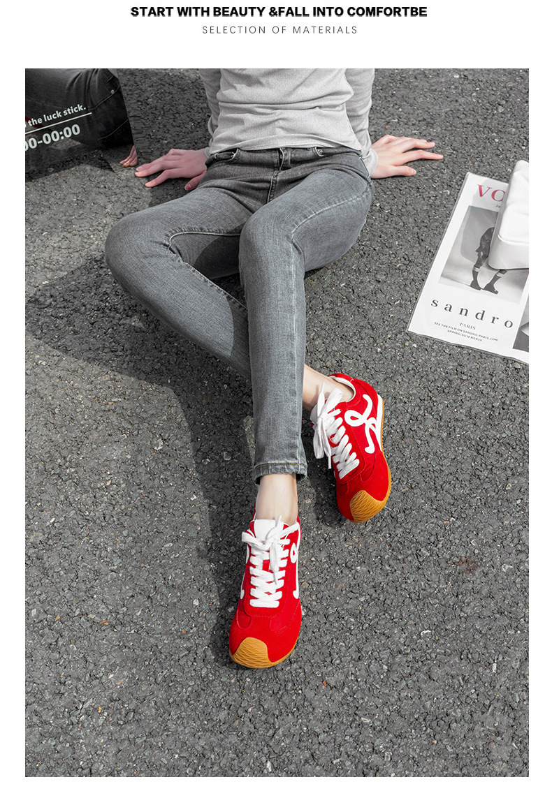 苏茵茵7cm内增高版~复古小歪头鸳鸯鞋带休闲鞋德训鞋女阿甘小白鞋详情39