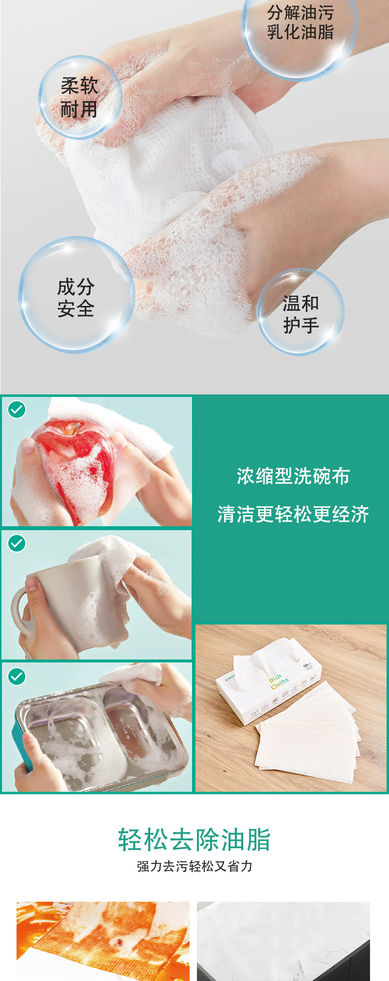 洗碗巾自带洗洁精一次性泡泡洗碗巾高效去污外贸跨境专供详情4