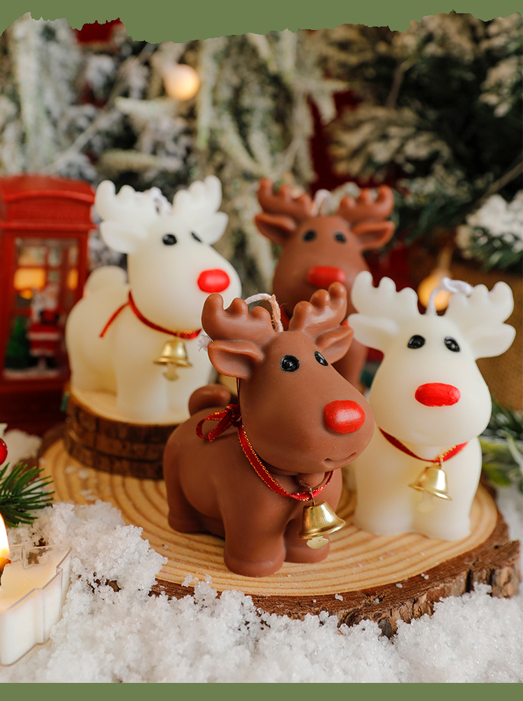 创意驯鹿香薰蜡烛 圣诞节装扮白色麋鹿蜡烛伴手礼盒送闺蜜礼物详情4