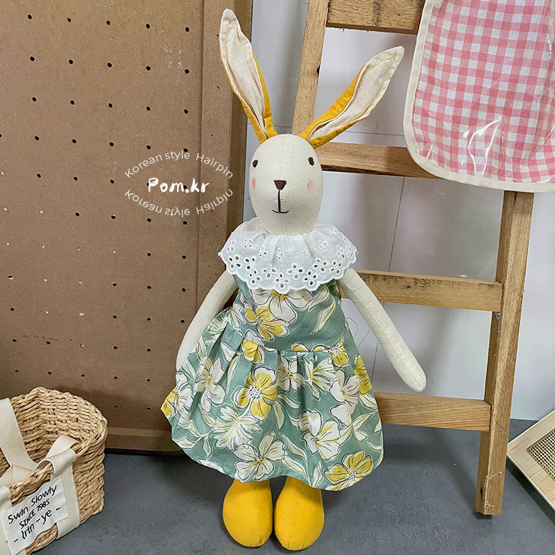 新款韩版棉麻手工穿衣兔兔玩偶儿童安抚玩具生日礼物居家摆件娃娃详情12