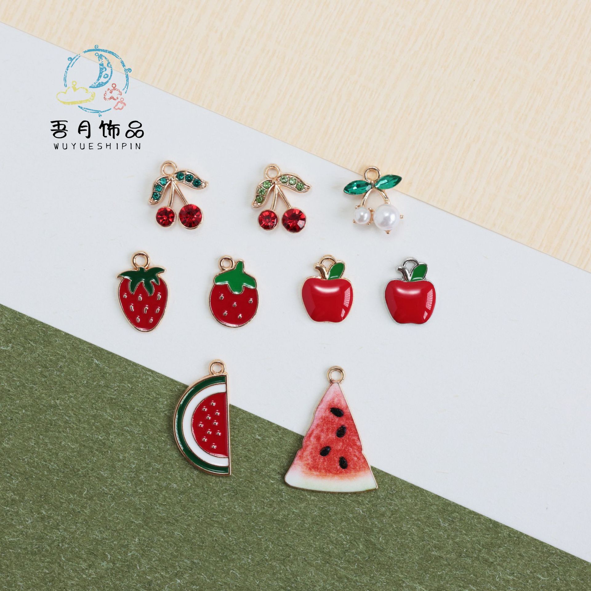 水果西瓜草莓樱桃手链项链耳环耳饰合金滴油饰品配件手工diy材料详情3