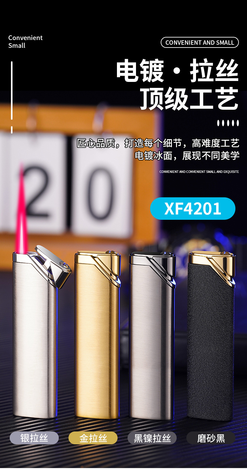 New XF4201 long portable direct-flush inflatable lighter factory direct sales, high-quality windproof lighter wholesale pic 8