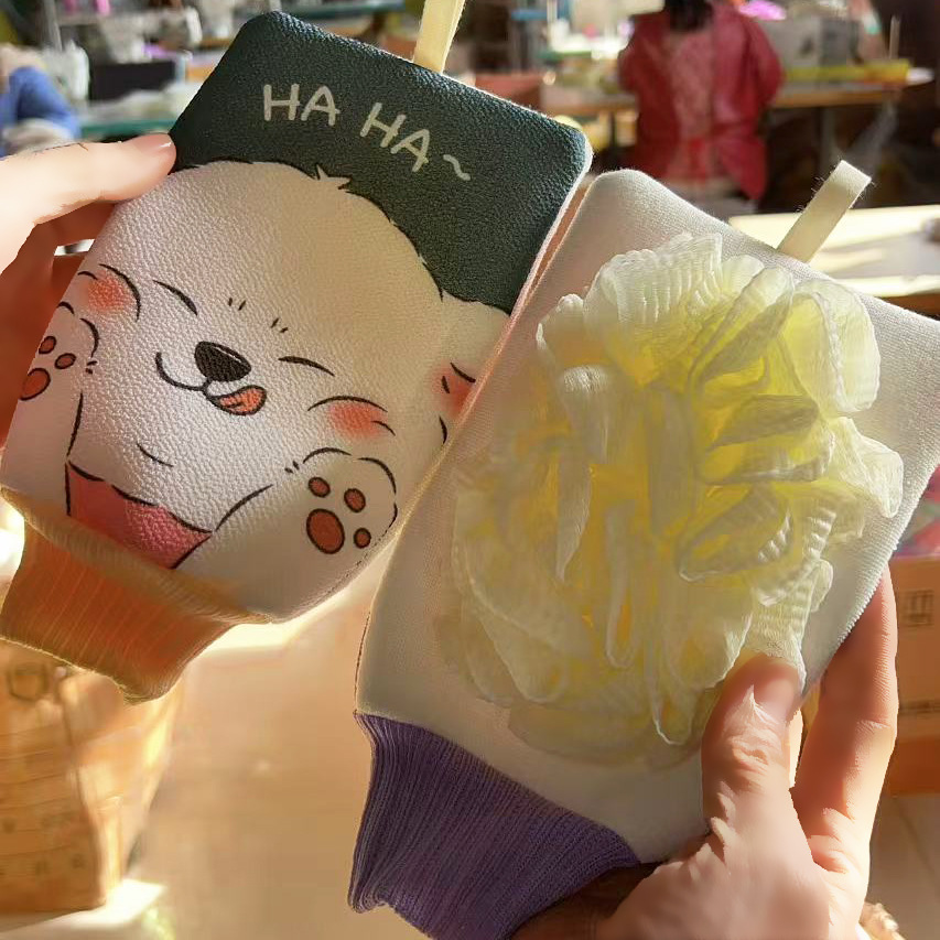 搓澡巾两用浴花强力去污搓澡神器卡通比熊双面家用搓澡巾浴球澡巾详情16