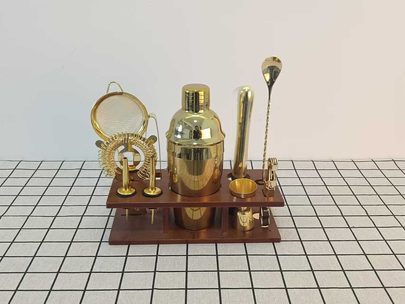 Bar set, stainless steel cocktail shaker, bar utensils, shaker glass, cocktail shaker glass pic 2