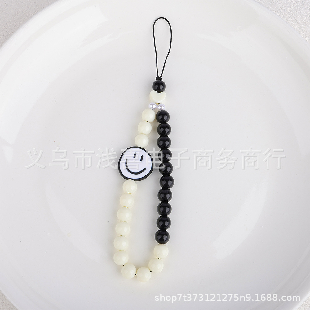 New candy-colored smiling face mobile phone chain diy, colorful beaded splicing chain, mobile phone lanyard, keychain, mobile phone pendant pic 3