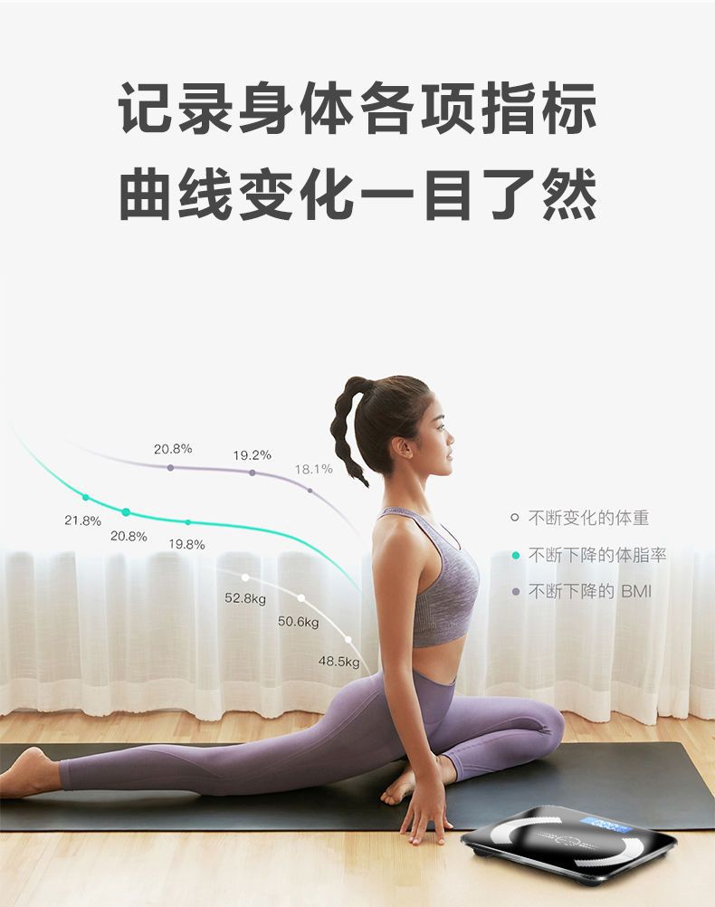 Smart body fat scale, Bluetooth weighing scale, home cute adult high-precision human body scale, health scale for fat measurement and weighing pic 8