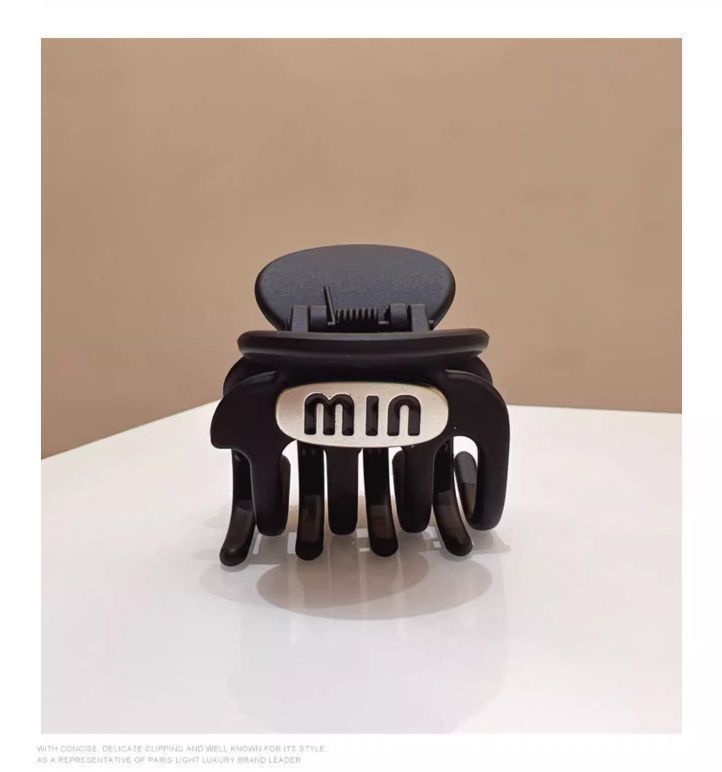 新款简约黑色茶咖色中号马尾抓夹方形半抓韩版蓬松银标发抓ins详情15