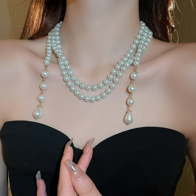 Irregular long pearl necklace, French light luxury style, sweater chain, niche simple and high-end necklace wholesale for women pic 57