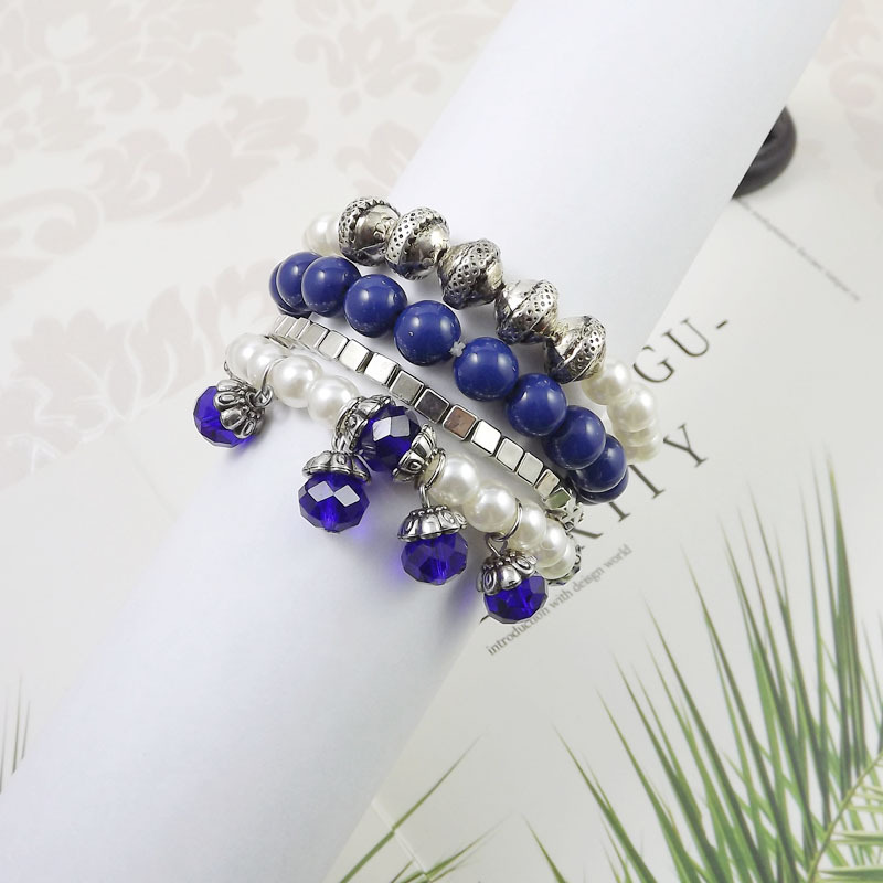 度假风欧美波西米亚风珍珠水晶手工串珠弹力创意手链女款S7760详情4