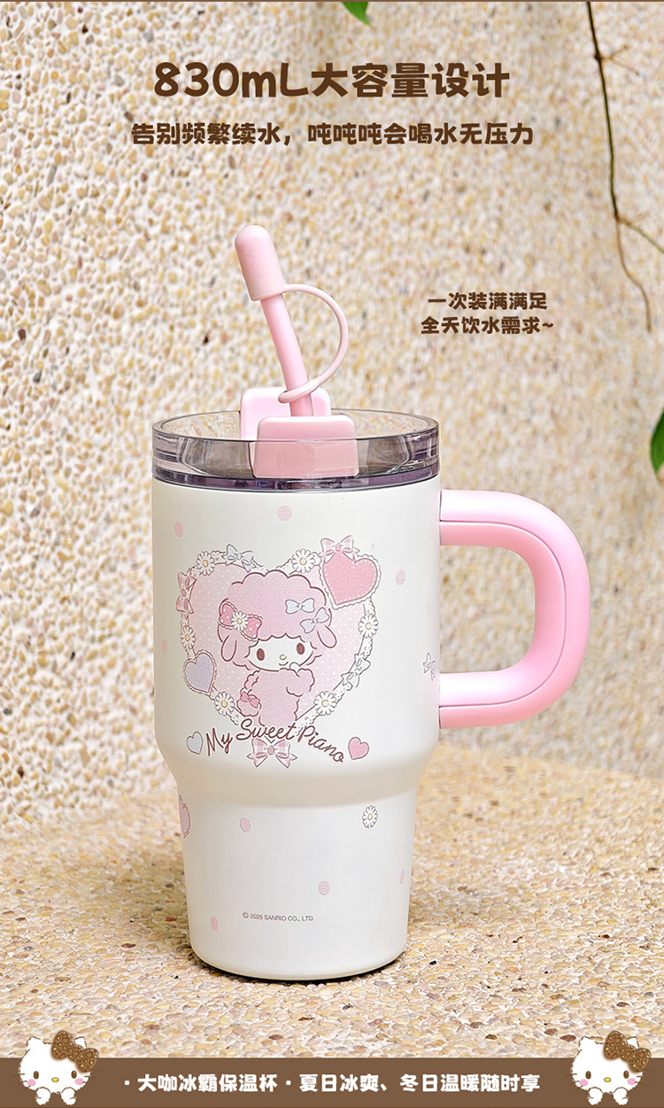 新款卡通凯蒂猫保温杯女生高颜值可爱双饮吸管水杯子便携冰霸杯 pic 7