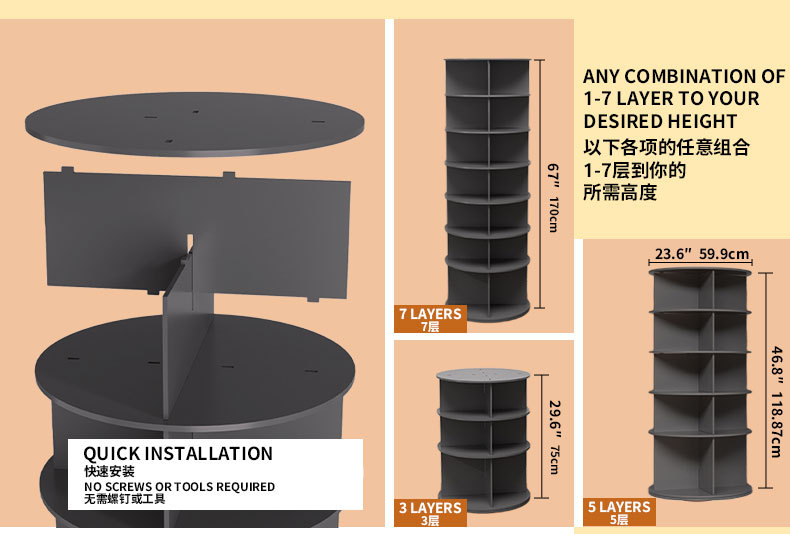 Rotating shoe rack, high appearance level, multi-layer floor storage rack for home use, bookshelf, large-capacity bag and hat storage and display rack pic 14
