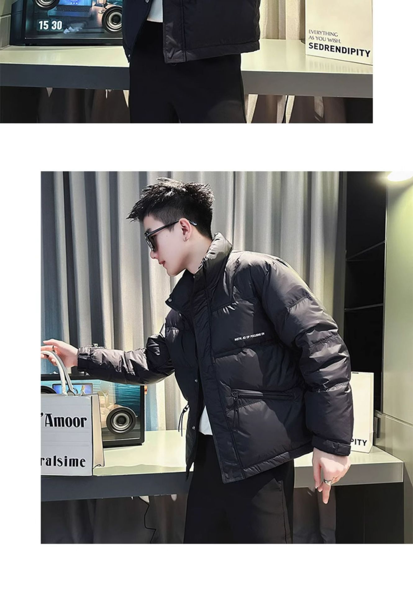 冬季潮牌羽绒服男休闲痞帅立领加厚短款上衣2024新款男士棉服外套详情5