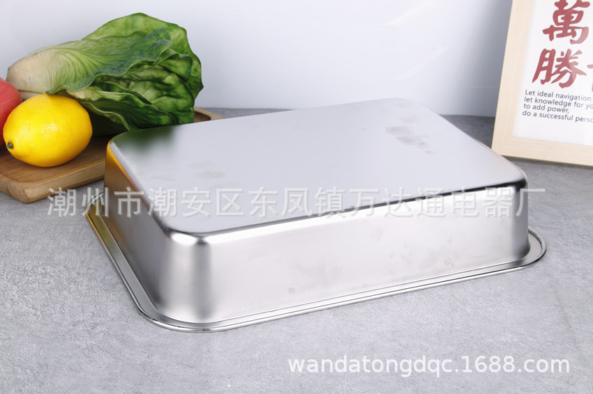 304不锈钢方盆长方形方盘自助餐份数盆加深平底托盘快餐菜盆带盖详情11