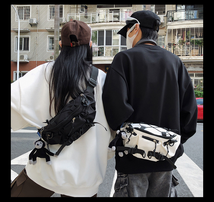 斜挎包潮牌男士百搭休闲胸包工装简约ins腰包日系情侣单肩斜挎包详情7