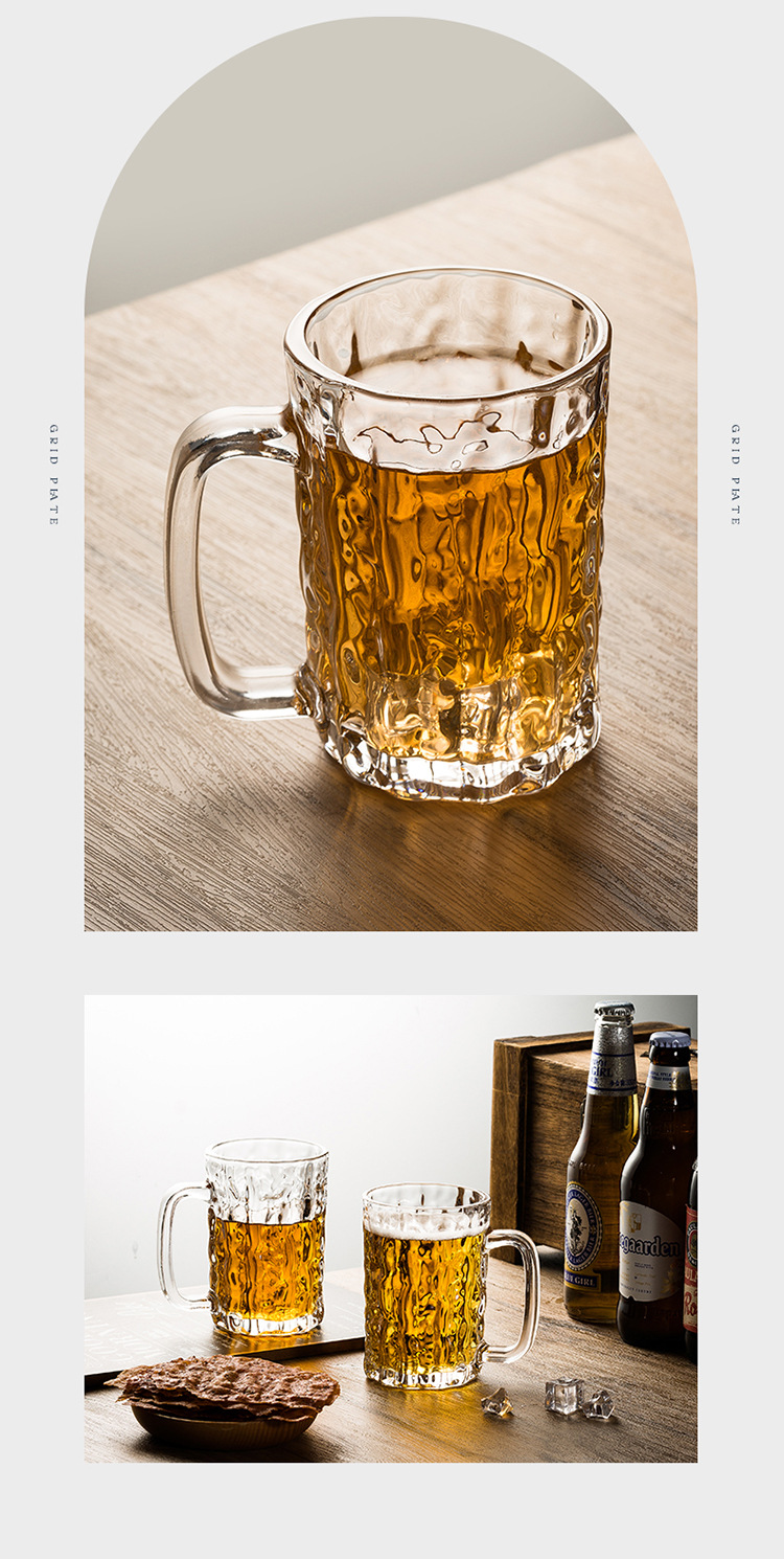 Wholesale glass cups with handles, household cups with handles, large-capacity draft beer cups, commercial beer mugs with handles, and tea cups pic 15