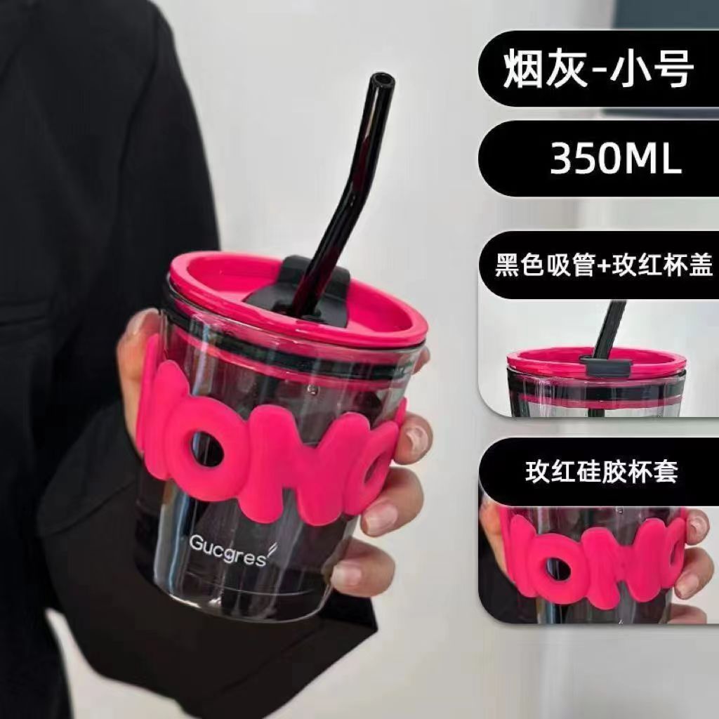 咖啡杯子ins高颜值女剩情侣玻璃杯学生大容量喝水杯吸管杯随手杯详情5