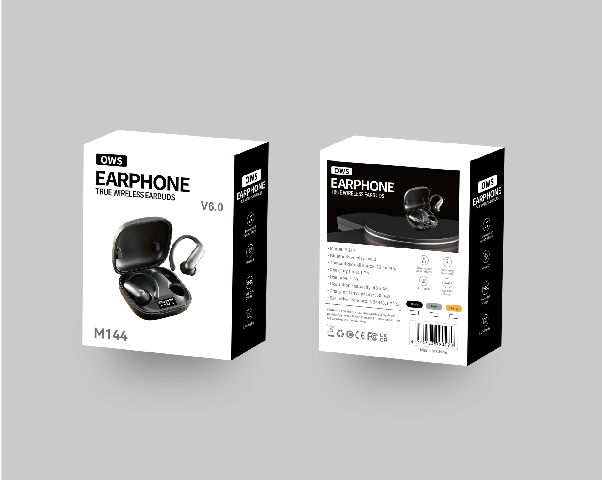Nuevo producto smart crossover nuevo M144 orejar montado OWS semi-en el oído abierto bluetooth auriculares con doble pantalla de número modelo privado pic 2