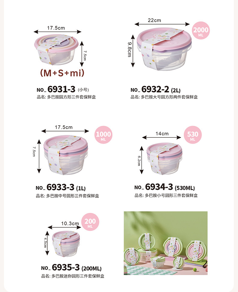 Dopamine food storage box, kitchen household plastic food-grade fruit sealed freezer storage box, portable lunch box pic 2