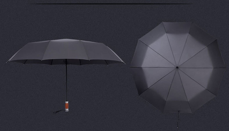 Fully automatic large wooden handle business umbrella, thickened and enlarged men's all-weather sunshade umbrella, folding umbrella pic 12