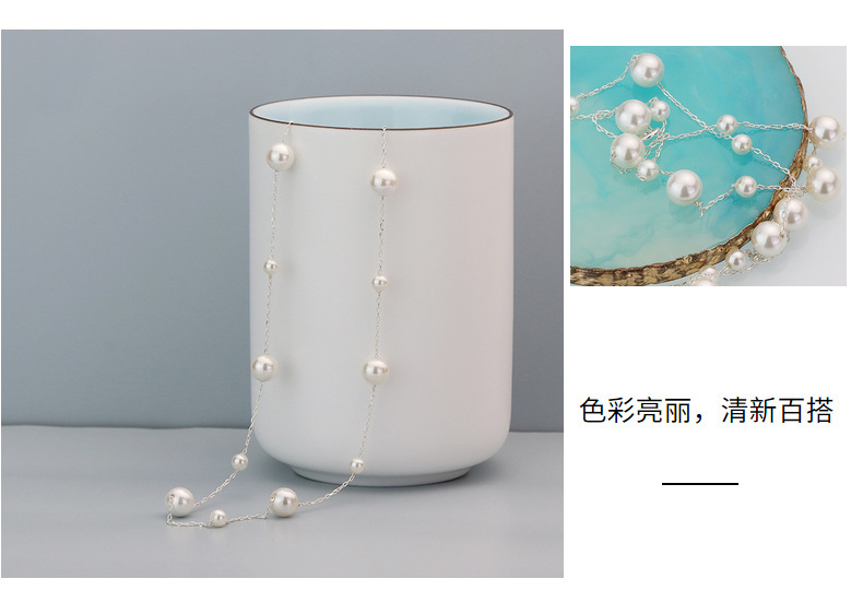 The new 925 silver Starry Sky pearl necklace for women is versatile and can be worn multiple times. It is a round autumn and winter sweater chain that does not fade pic 30
