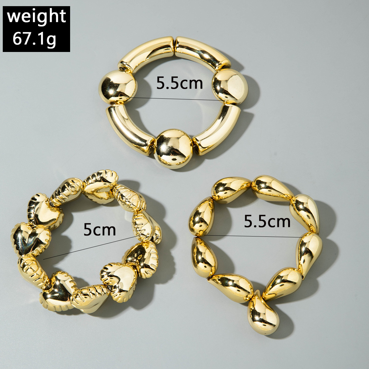 欧美跨境新款多层线条缠绕几何开口手镯套装朋克风波浪形串珠手链详情115