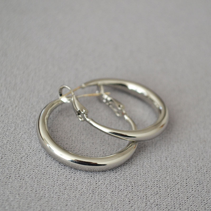 港风圆环耳圈素圈925银针气质通勤百搭高级感耳饰女oversize耳坠详情18