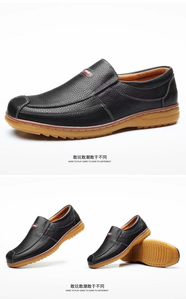 新款头层牛皮鞋男士休闲真皮商务正装布洛克防滑软皮耐磨底爸爸鞋详情23