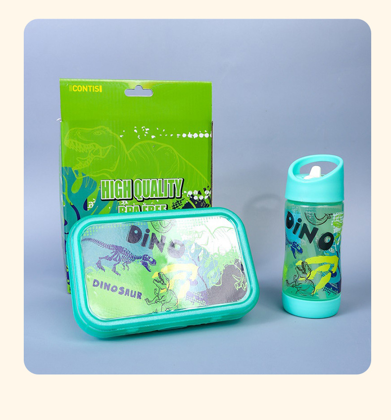 跨境热卖儿童便当盒学生宿舍便捷饭盒厂家直供卡通水杯饭盒套装详情10
