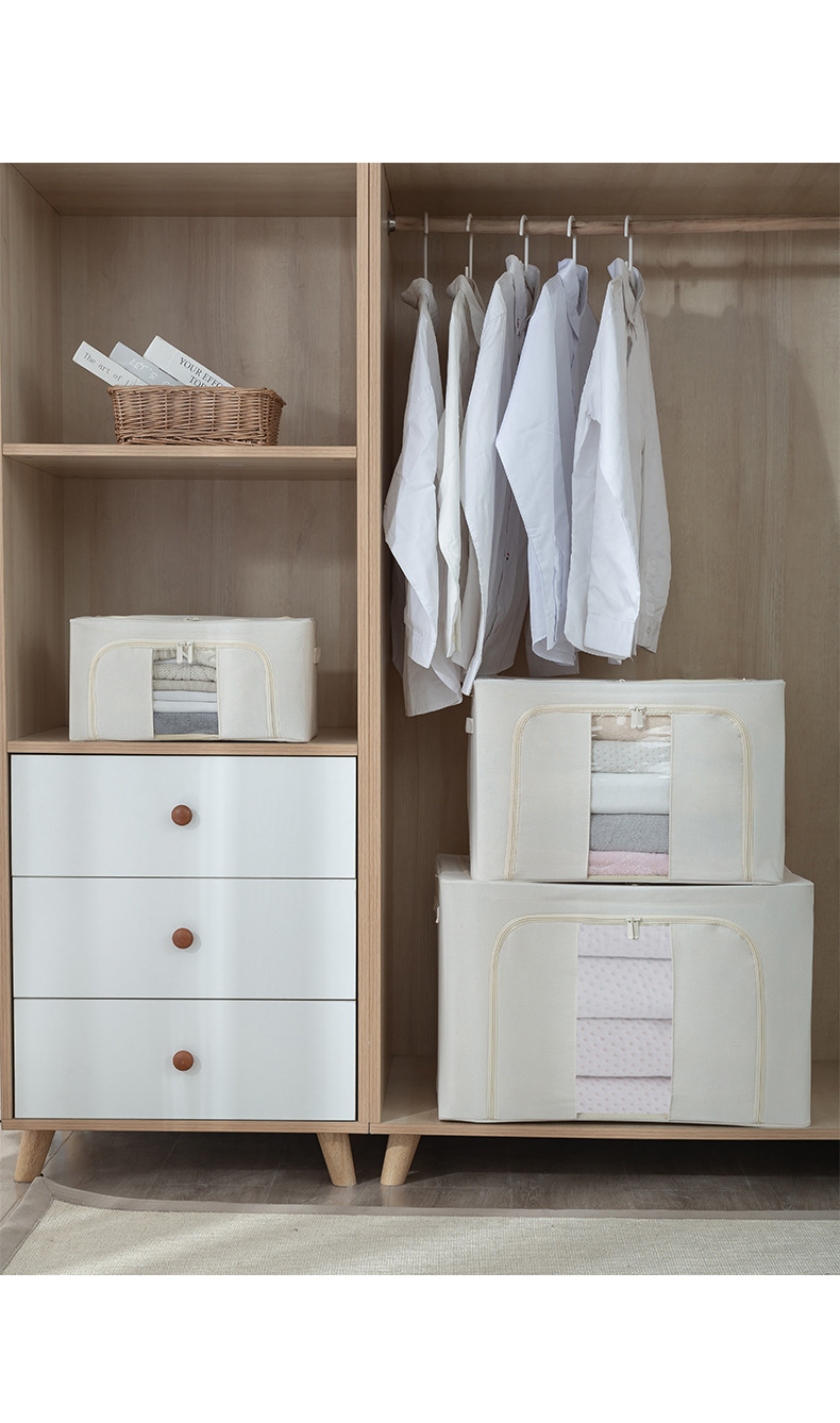 涤棉衣物收纳箱加粗钢架布艺折叠防潮整理箱衣柜衣服收纳衣物专用详情28