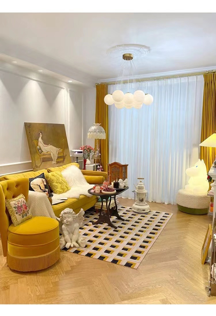 星球灯法式客厅吊灯奶油风云朵玻璃泡泡球月球气球灯具魔豆卧室灯详情3