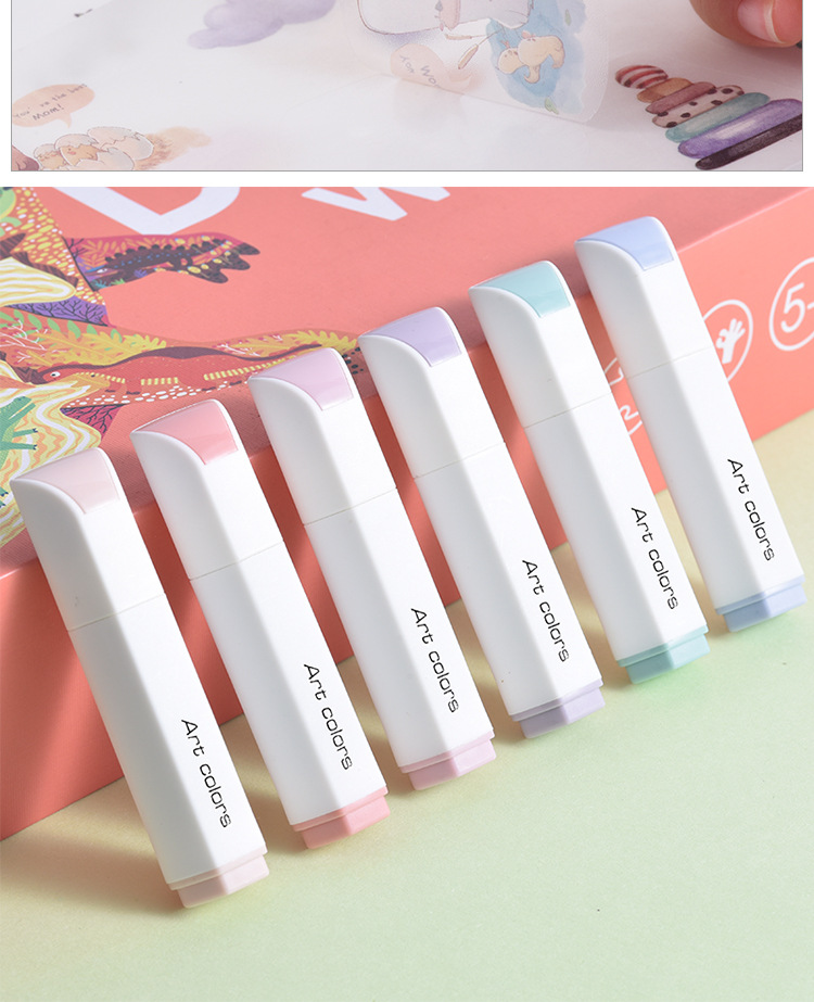 小额批发天丰唯雅荟荧光笔扁形迷你软头荧光笔067手帐涂鸭笔详情7