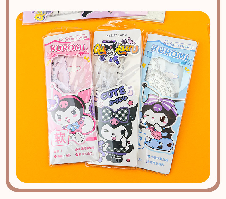 Cartoon ruler set, four-piece ruler set for primary school students, multi-functional set of set square, protractor, ruler and flexible ruler set pic 6