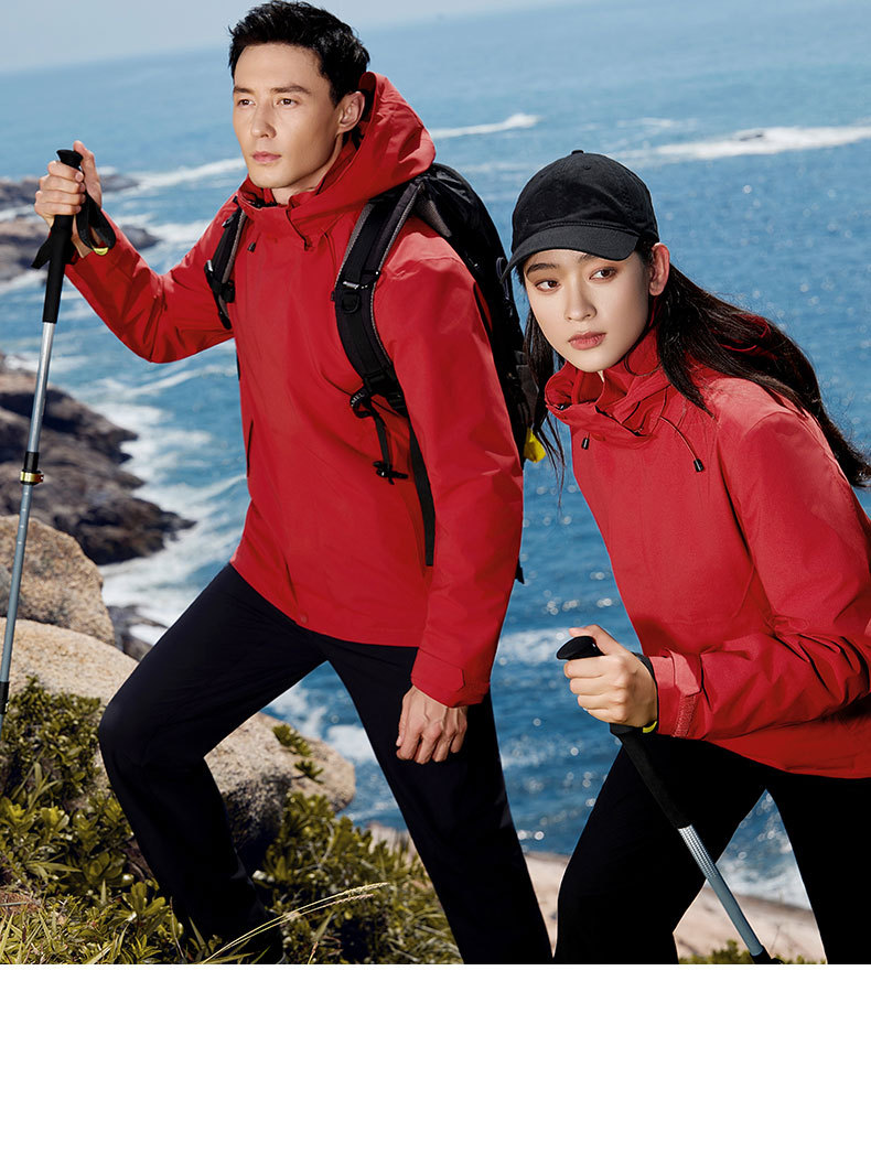 定制冲锋衣三合一男印绣LOGO徒步软壳防风登山服企业团体工装外套详情20