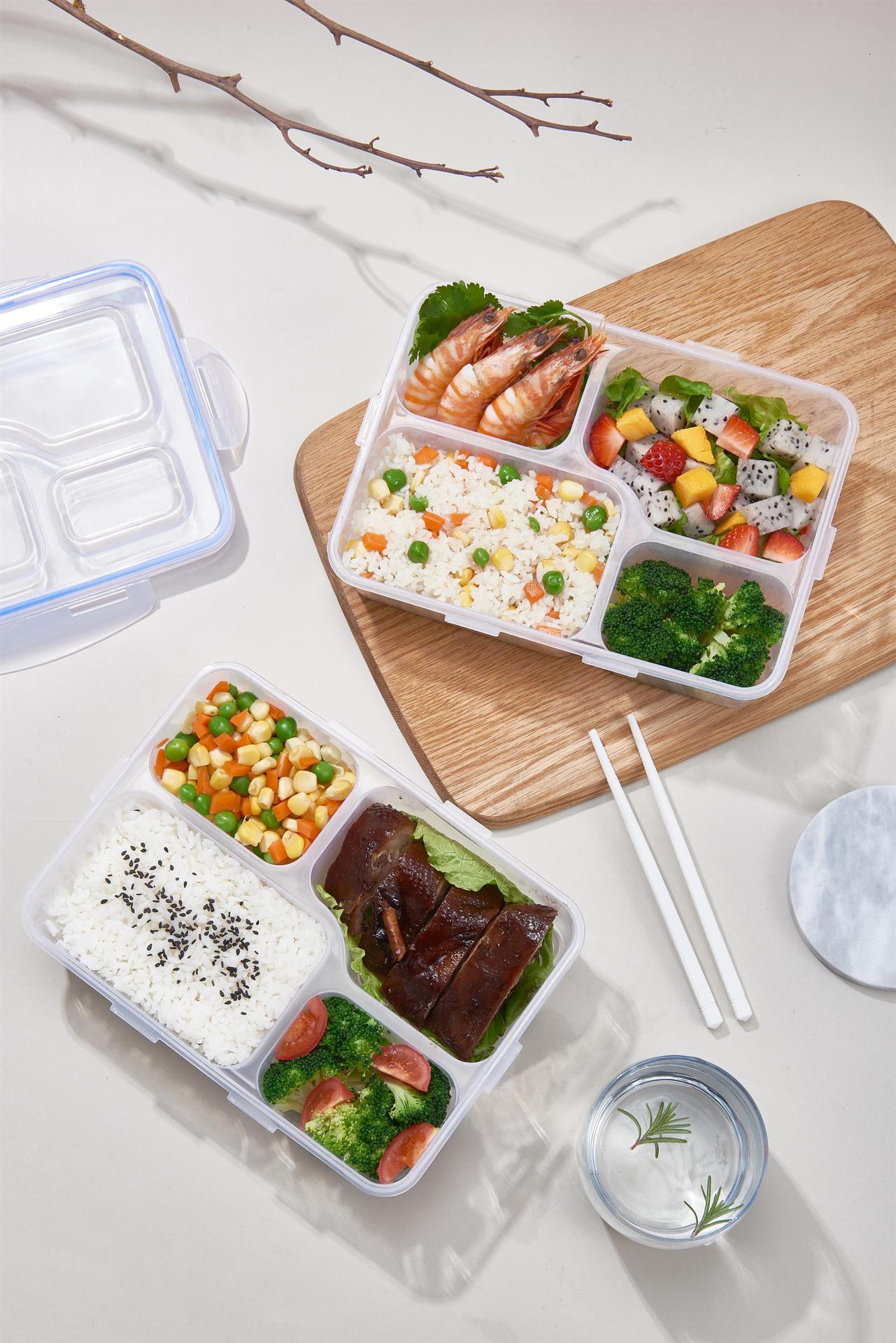 透明饭盒 塑料密封保鲜盒长方形上班族带盖保鲜碗学生便携便当盒详情5