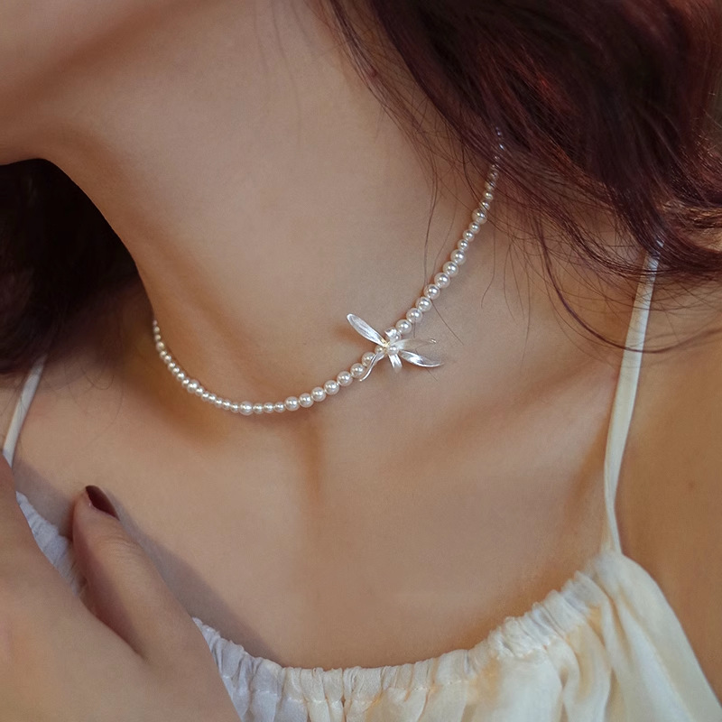 925 sterling silver Shijia Pearl Orchid Necklace for women, simple chocker, elegant and high-end, short necklace 7131A pic 5