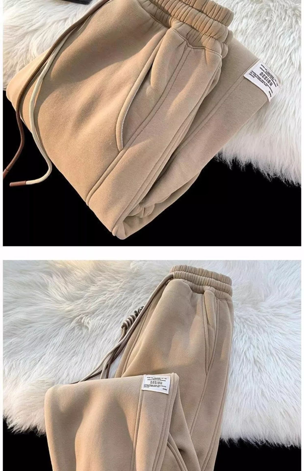 男女童休闲裤秋冬新款加绒加厚运动冬装中大童阔腿羊驼绒束脚长裤详情16