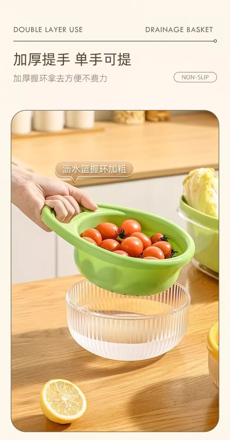 厨房洗菜篮子洗菜篮洗水果蓝双层洗菜盆双层沥水洗菜洗水果蓝批发详情13