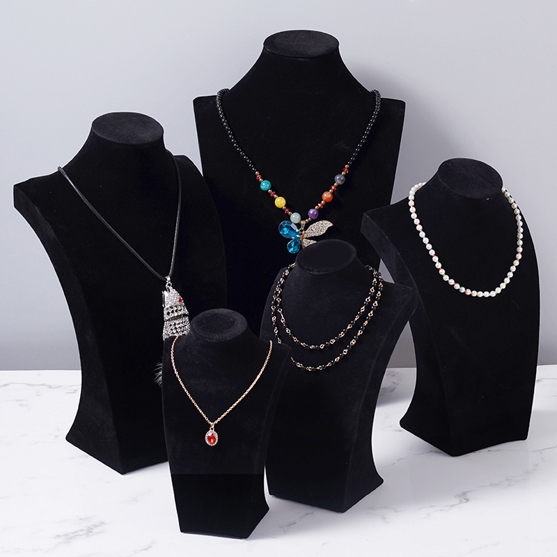 Velvet necklace display stand, portrait model jewelry stand, necklace neck model counter display prop, necklace stand pic 6