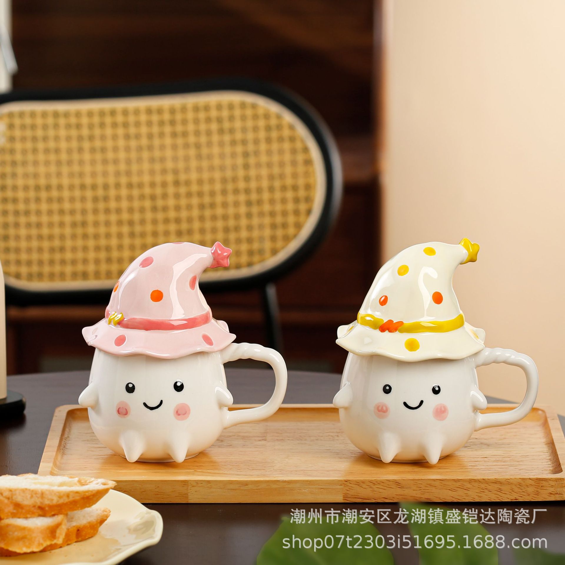 Ghost Mugs, birthday gifts, strange and unique ceramic cups with LIDS, gifts for girls, Halloween water cups pic 8