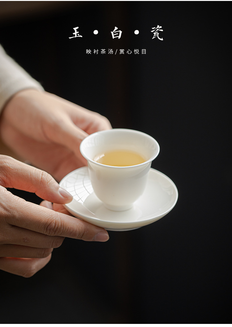 Wholesale of Dehua sheep fat Jade White porcelain Gongfu tea sets, with company logo printing, opening gift set and gift box pic 10