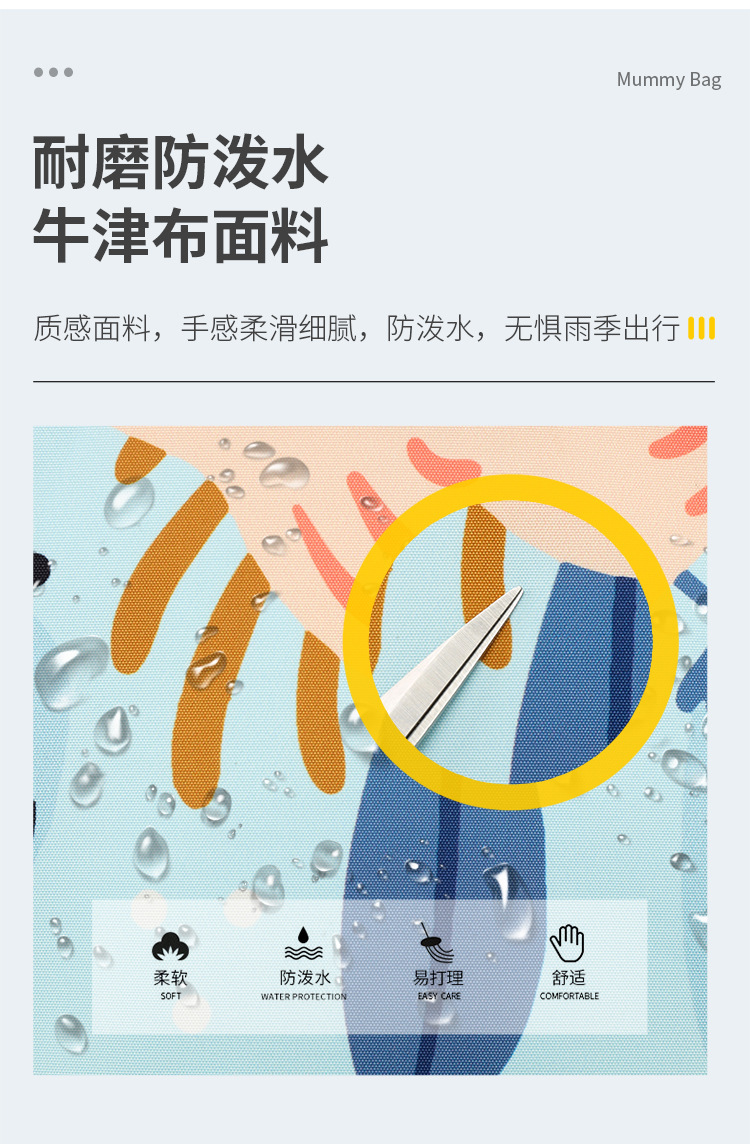 印花大容量外出双肩包时尚女背包婴儿奶瓶保温跨境热销母婴妈妈包详情4