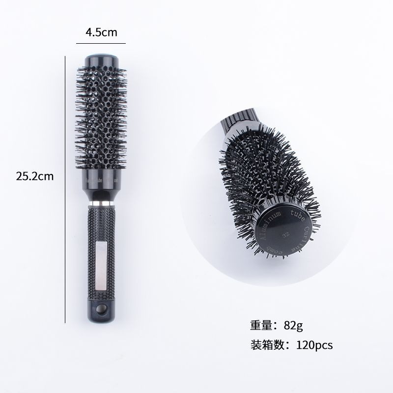 跨境美发工具圆筒卷发专业造型手柄陶瓷铝管梳导热空气铝管美发梳详情8
