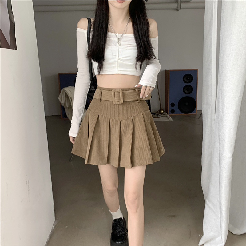 秋冬季韩版2024新款时尚辣妹高腰显瘦短款百搭纯色百褶半身裙子女详情32