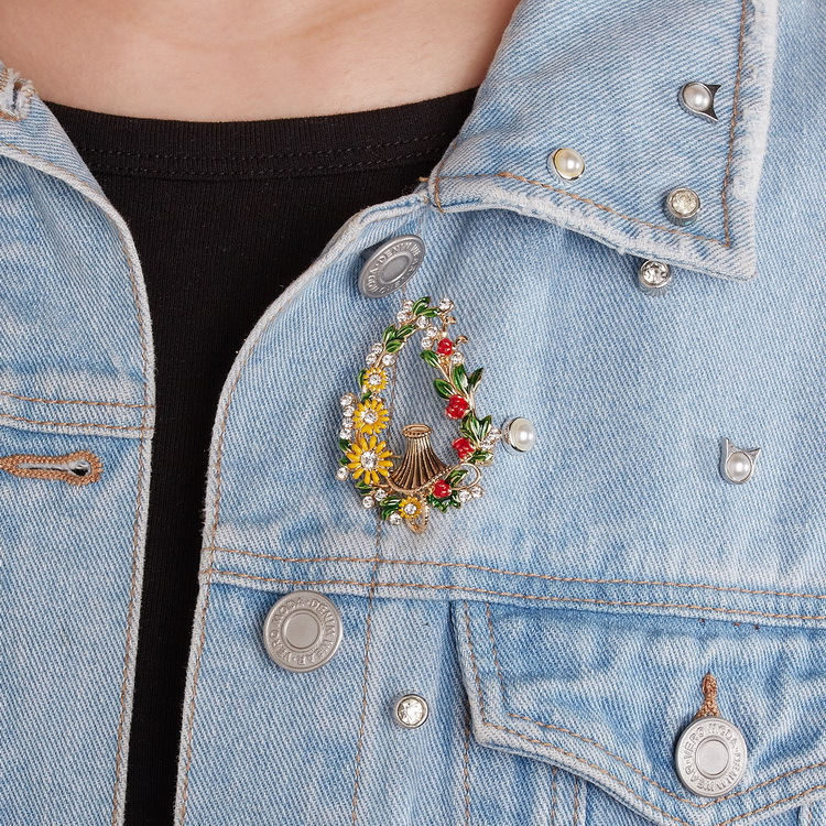 Cross-border best-selling plant series brooches, daisies, sunflowers, lacquered vases, maple leaf flower brooches and brooch accessories pic 43