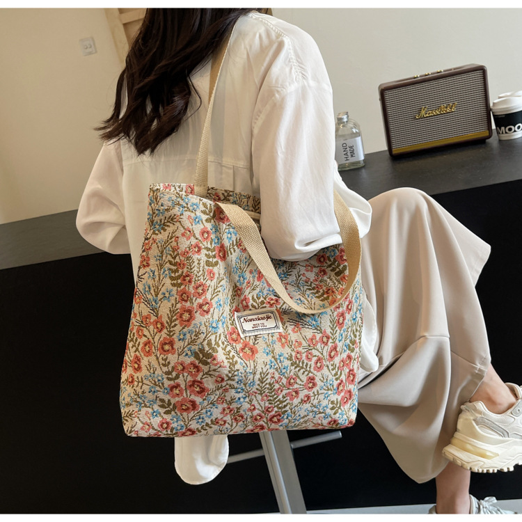 大容量帆布包包2024新款潮时尚百搭单肩手提袋子ins学生上课包女详情31