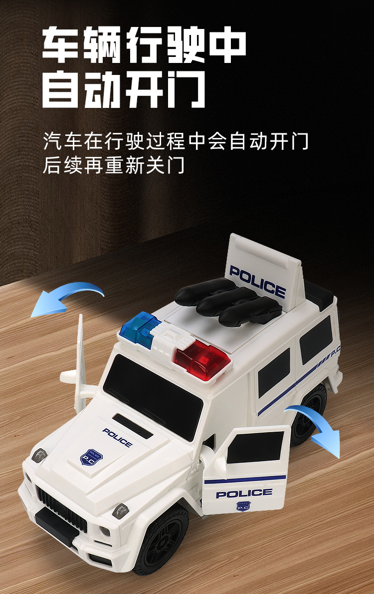 新品电动开门警察车音乐灯光万向小汽车仿真越野车模型男孩玩具车详情7