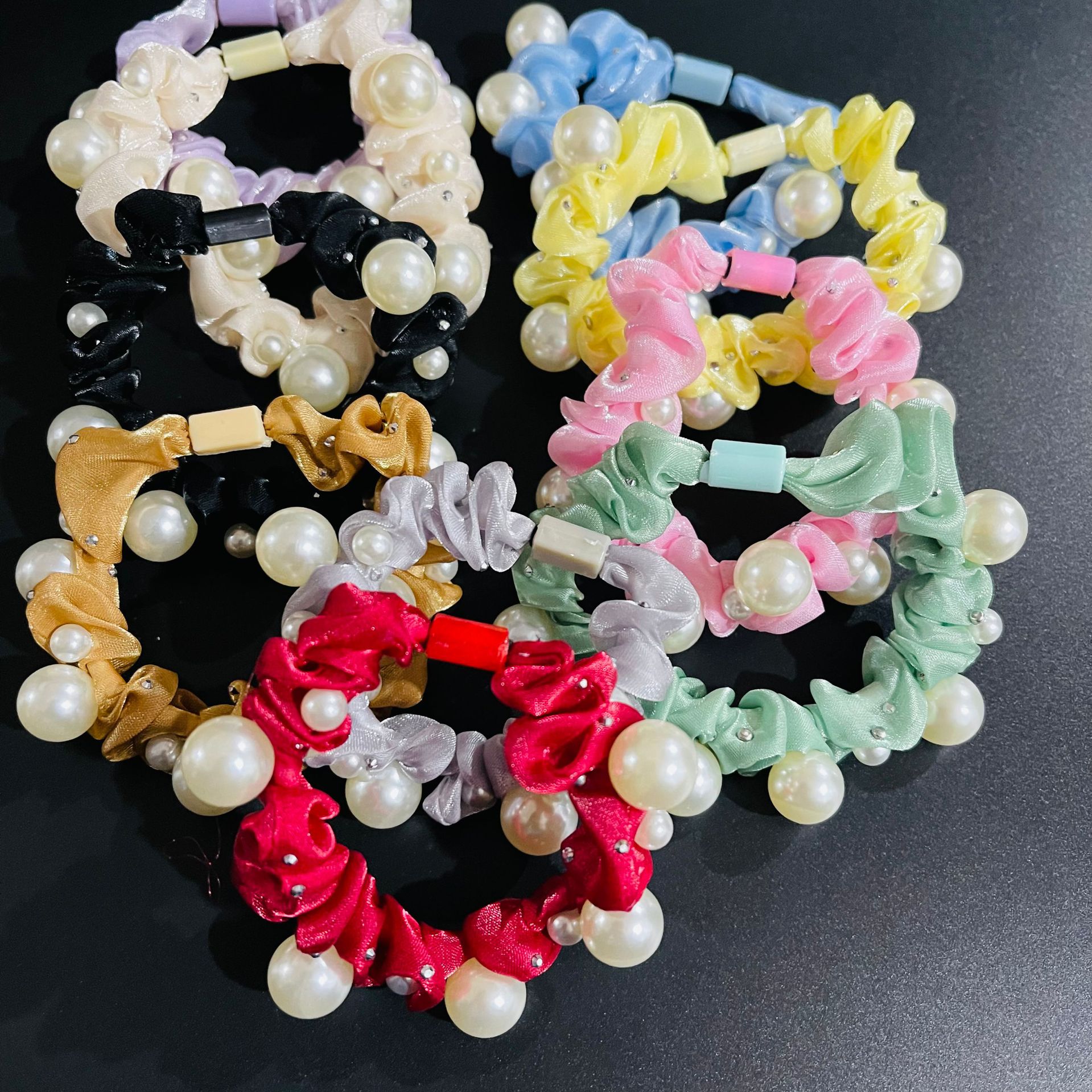 【1-9 Zone 】 No. 191 Pearl Hair Band, 100 yuan per bundle, large and small pearl hair band, Korean style hair tie, new style bun hair decoration, leather band hair tie, wholesale 1 yuan pic 6