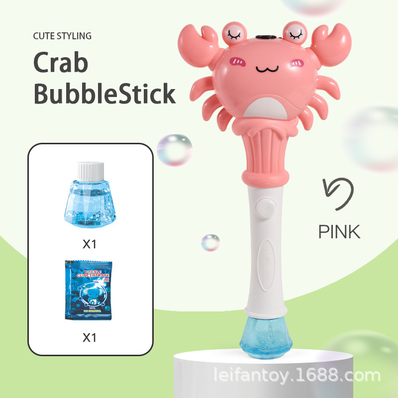 A new cross-border best-selling electric cartoon crab bubble stick light handheld fully automatic children's bubble machine toy pic 9