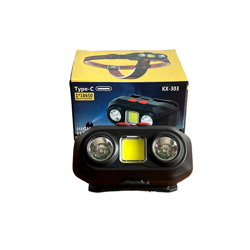Cross-border magnetic headlamp, head-mounted lighting lamp, strong light camping and mountain climbing, USB charging, high and low beam, cob night fishing headlamp pic 1